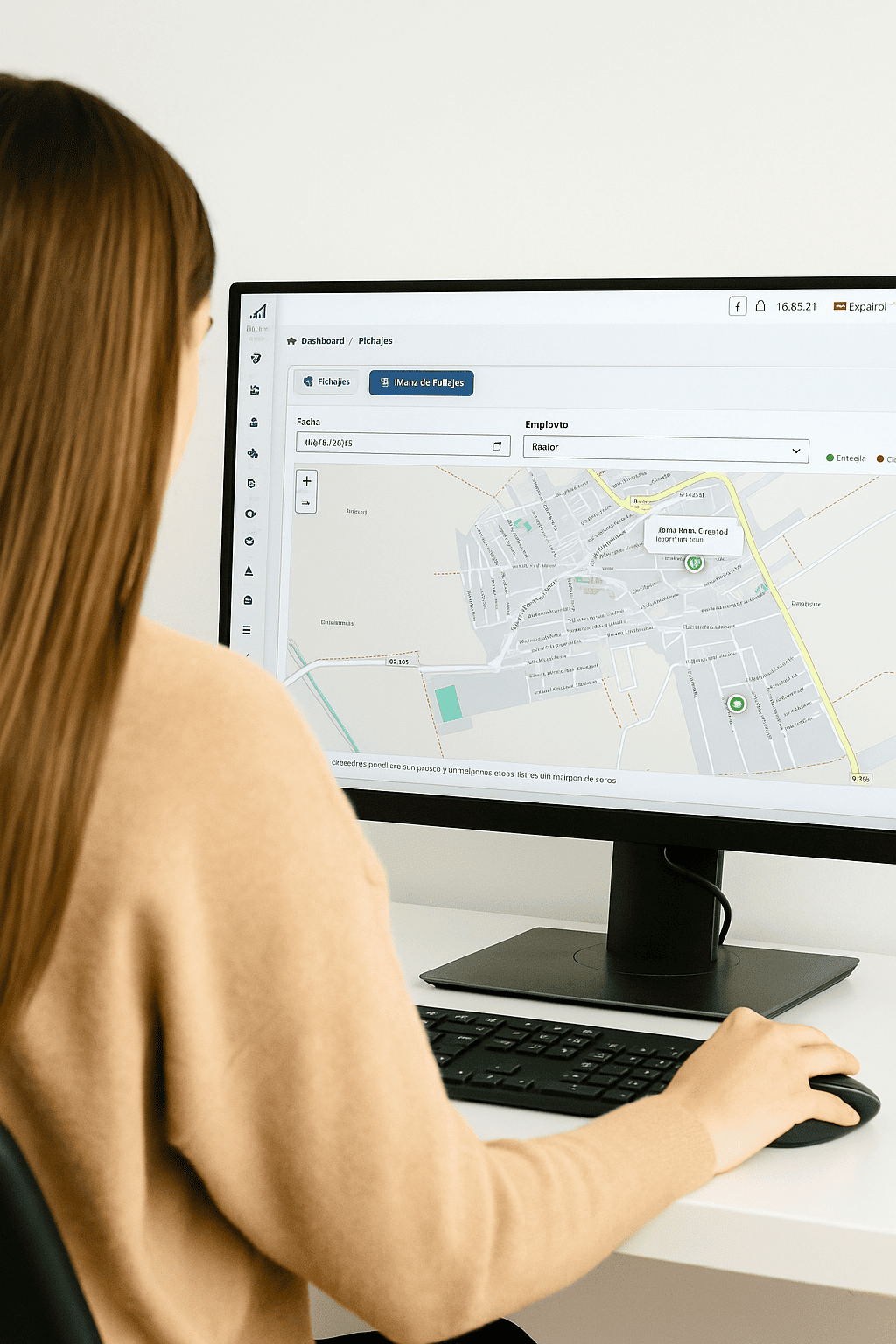Empleada usando Emplifyer - Software de gestión de recursos humanos